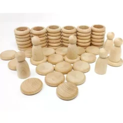 Grapat Houten Nins® Poppetjes Met Ringen En Schijfjes - Naturel -Poppenwinkel grapat houten nins poppetjes set 1
