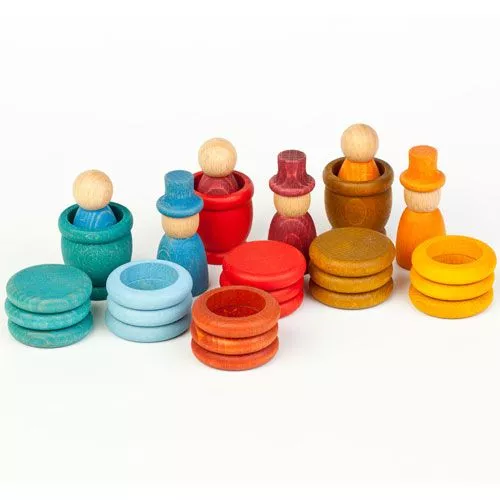 Grapat Houten Nins® Poppetjes Met Ringen En Schijfjes - Zomer 3 Grapat Houten Nins® Poppetjes Met Ringen En Schijfjes - Zomer