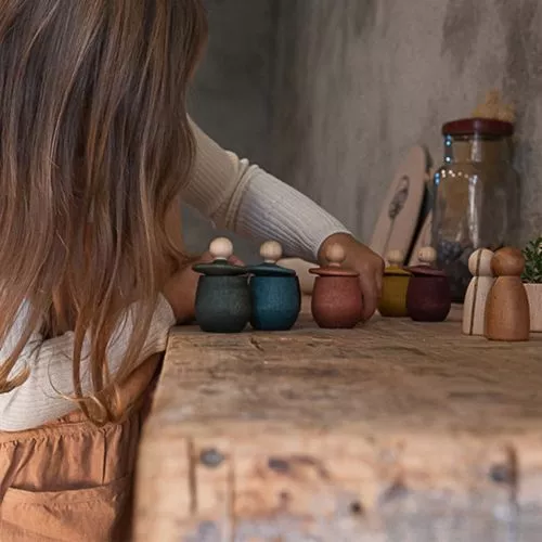 Grapat Houten Poppetje In Bakje - Rood 6 Grapat Houten Poppetje In Bakje - Rood - Afbeelding 4