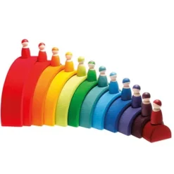 Grimm's Popjes Vrienden Regenboog - 12 St -Poppenwinkel grimm s houten regenboog vrienden 12 st 10581