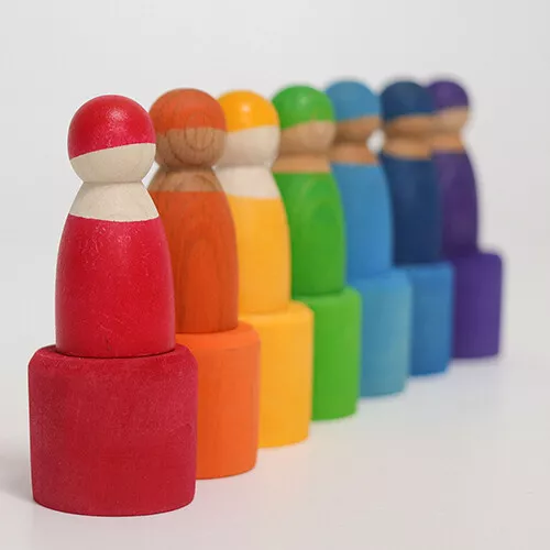 Grimm's Houten Regenboog Vrienden In Kom - 7 St - Afbeelding 5